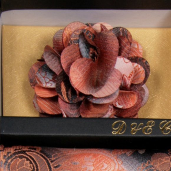 6 Piece Black Peach Paisley Necktie & Bow Tie Set - Picture 3 of 6